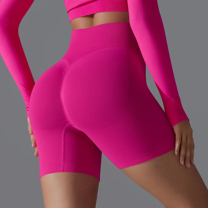 Womens High Waist Seamless Yoga Gym Shorts Running Fitness Workout Shorts
