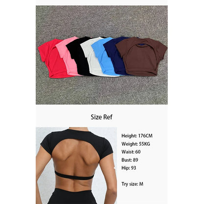 Ctenkevet Sports Crop Top | Backless Yoga Gym Activewear