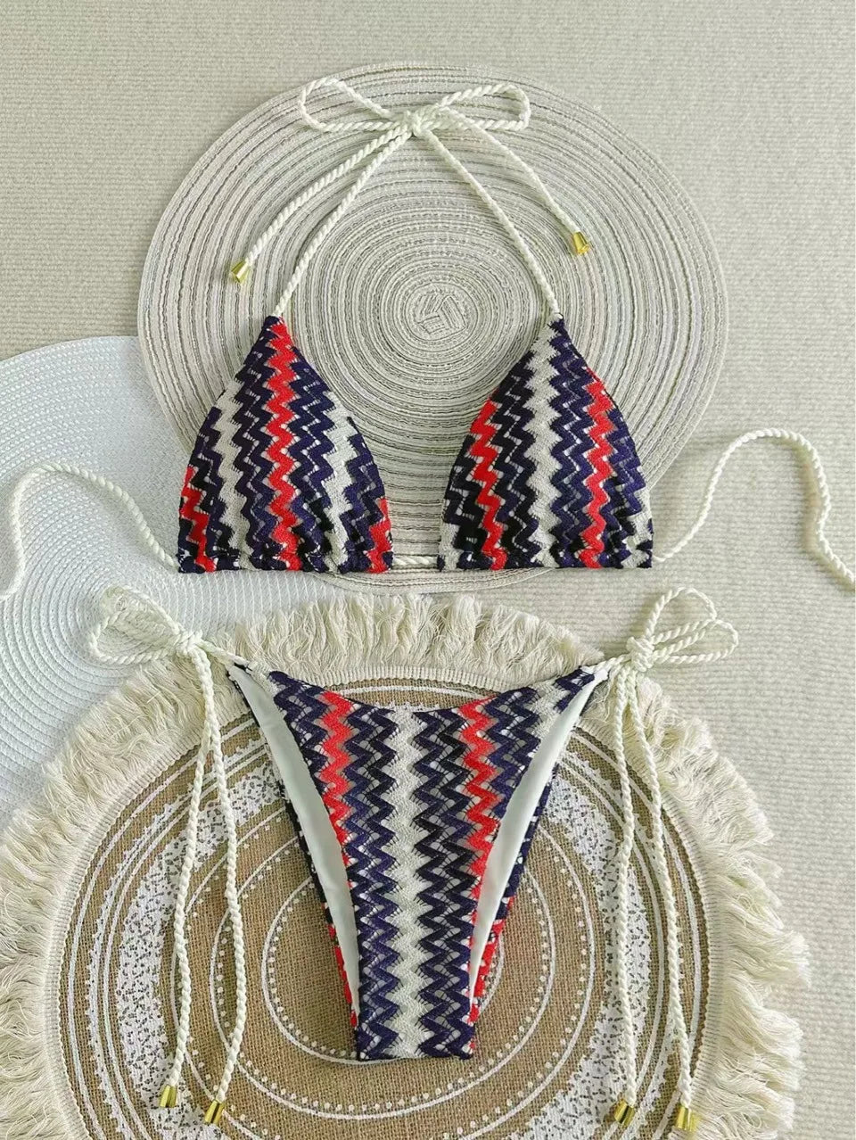Laguna Isla - Stripey Crochet Bikini