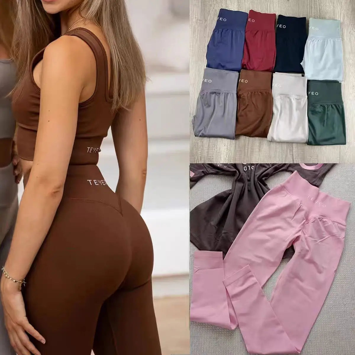 TEVEO Seamless Yoga Leggings | Mid-Waist Sculpting Fitness Pants