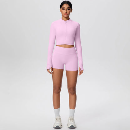 Women Yoga Set Quick Dry | Zipper Top Leggings Set