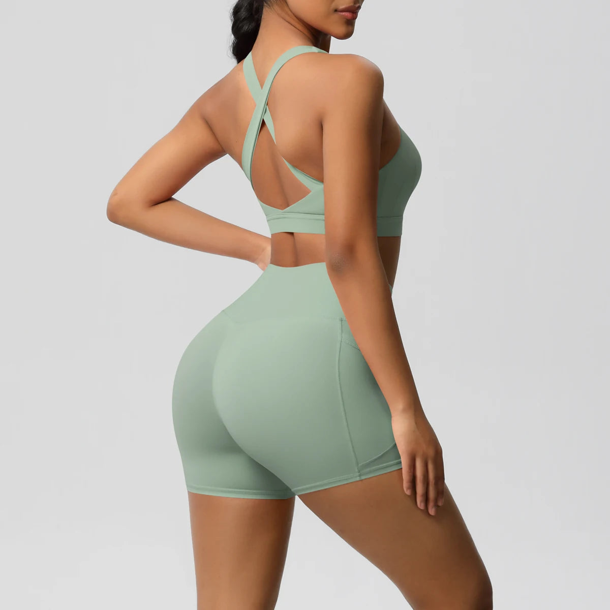 2 Piece Cross Fit Set Women | Pocket Leggings Gym Outfit