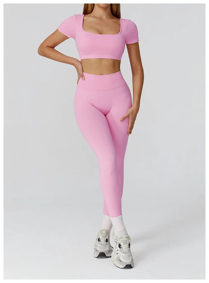 Women’s Gym Yoga Top | Square Neck Backless Fitness Outfit