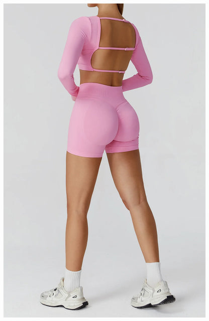 Women’s Gym Yoga Top | Square Neck Backless Fitness Outfit