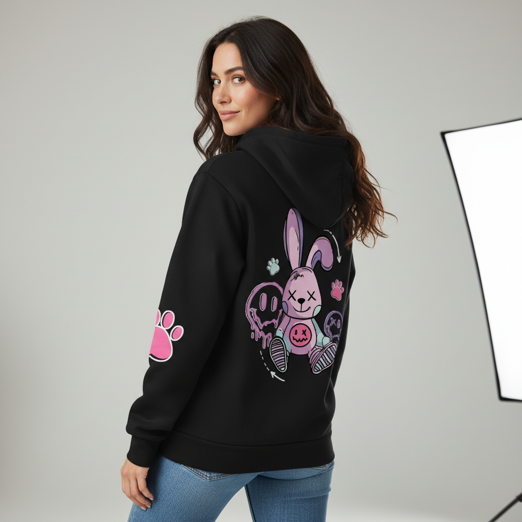 Studio & Street™ Rebel Bunny Printed Fleece Hoodie