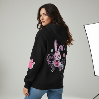 Studio & Street™ Rebel Bunny Printed Fleece Hoodie
