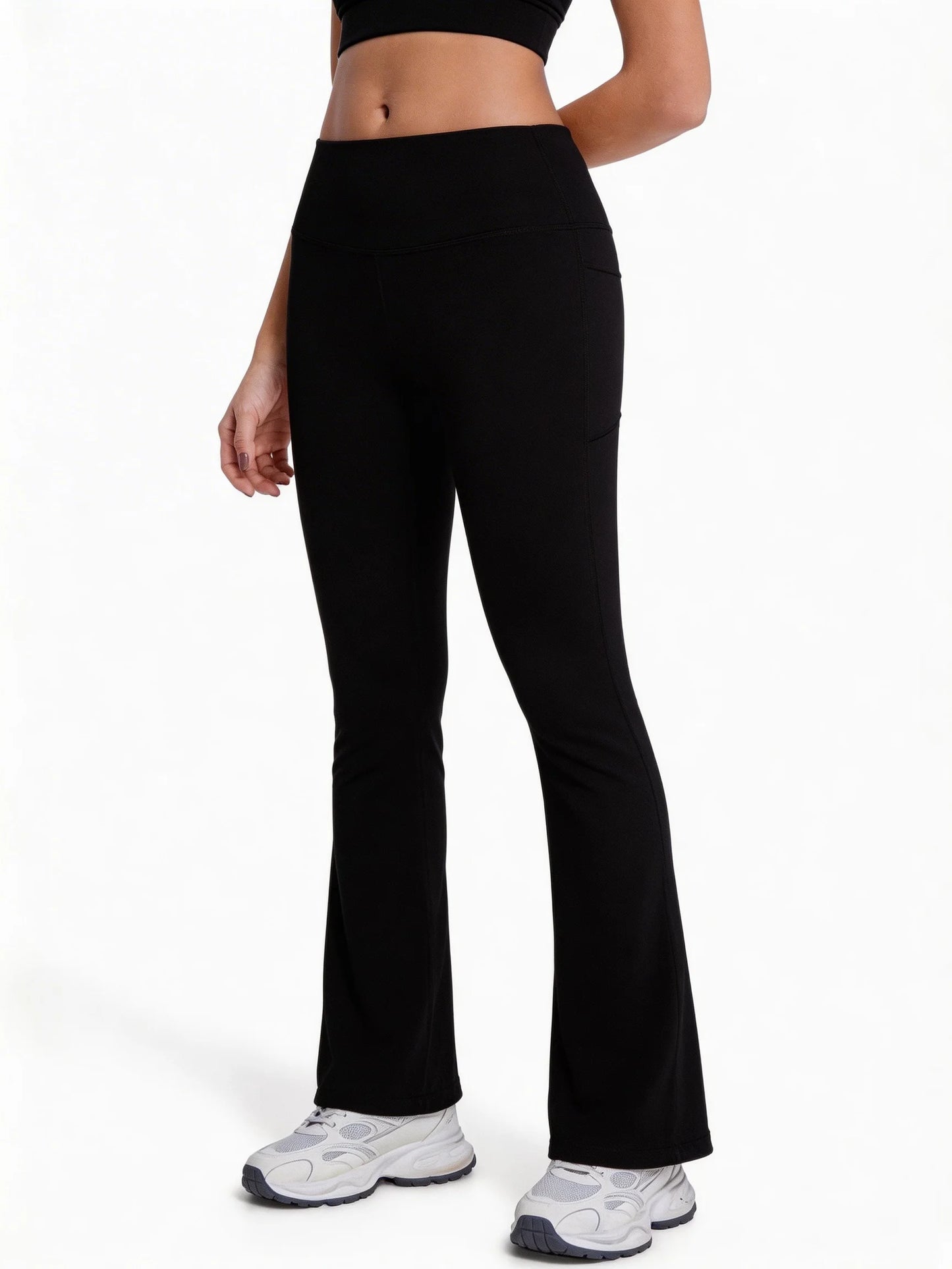 Mind Body and Soles Freedom Flow High Waisted Flare Leggings in Black displayed in the official colour variant picker.