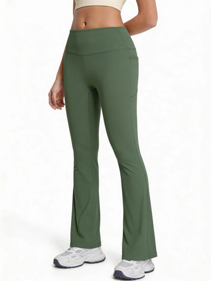 Mind Body and Soles Freedom Flow High Waisted Flare Leggings in green displayed in the official colour variant picker.