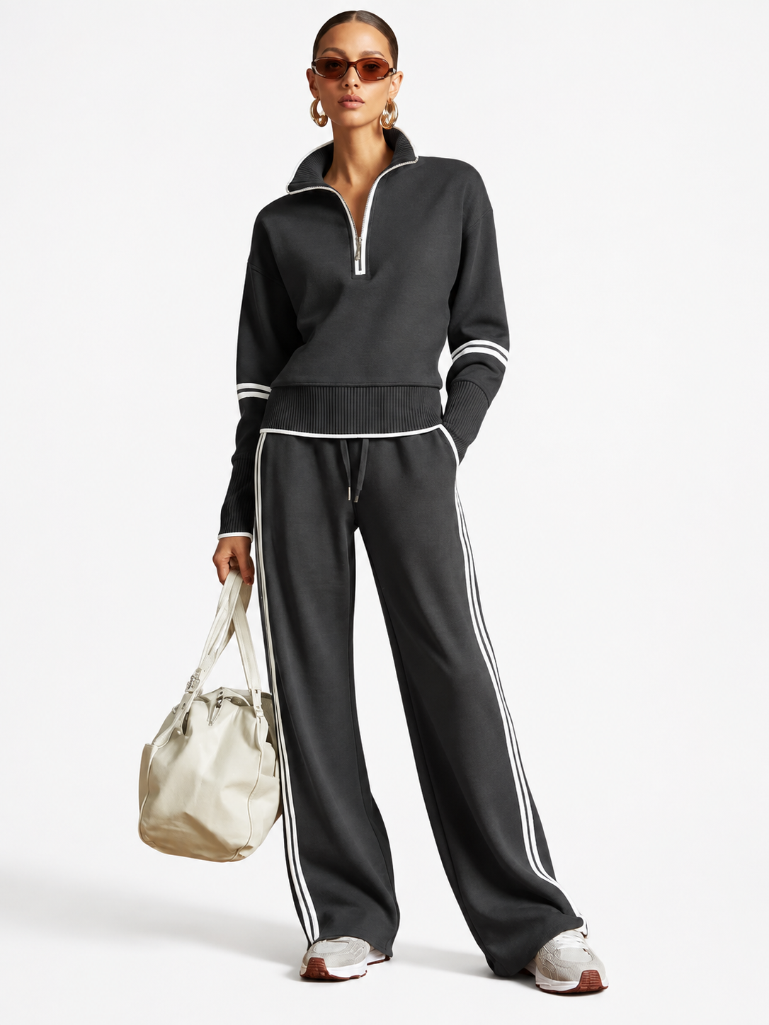 Studio & Street™ Signature Half-Zip Wide-Leg Set