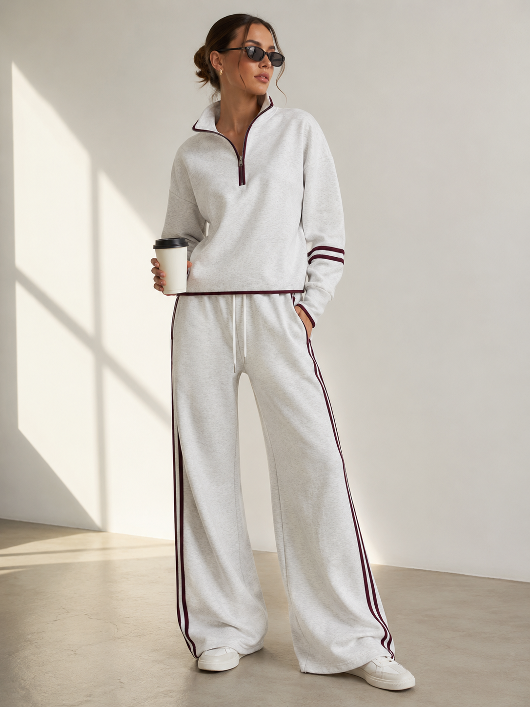 Studio & Street™ Signature Half-Zip Wide-Leg Set